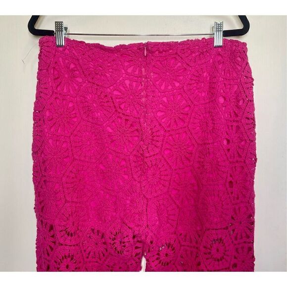 H&M straight leg crocheted hot pink pants size L - Picture 13 of 16